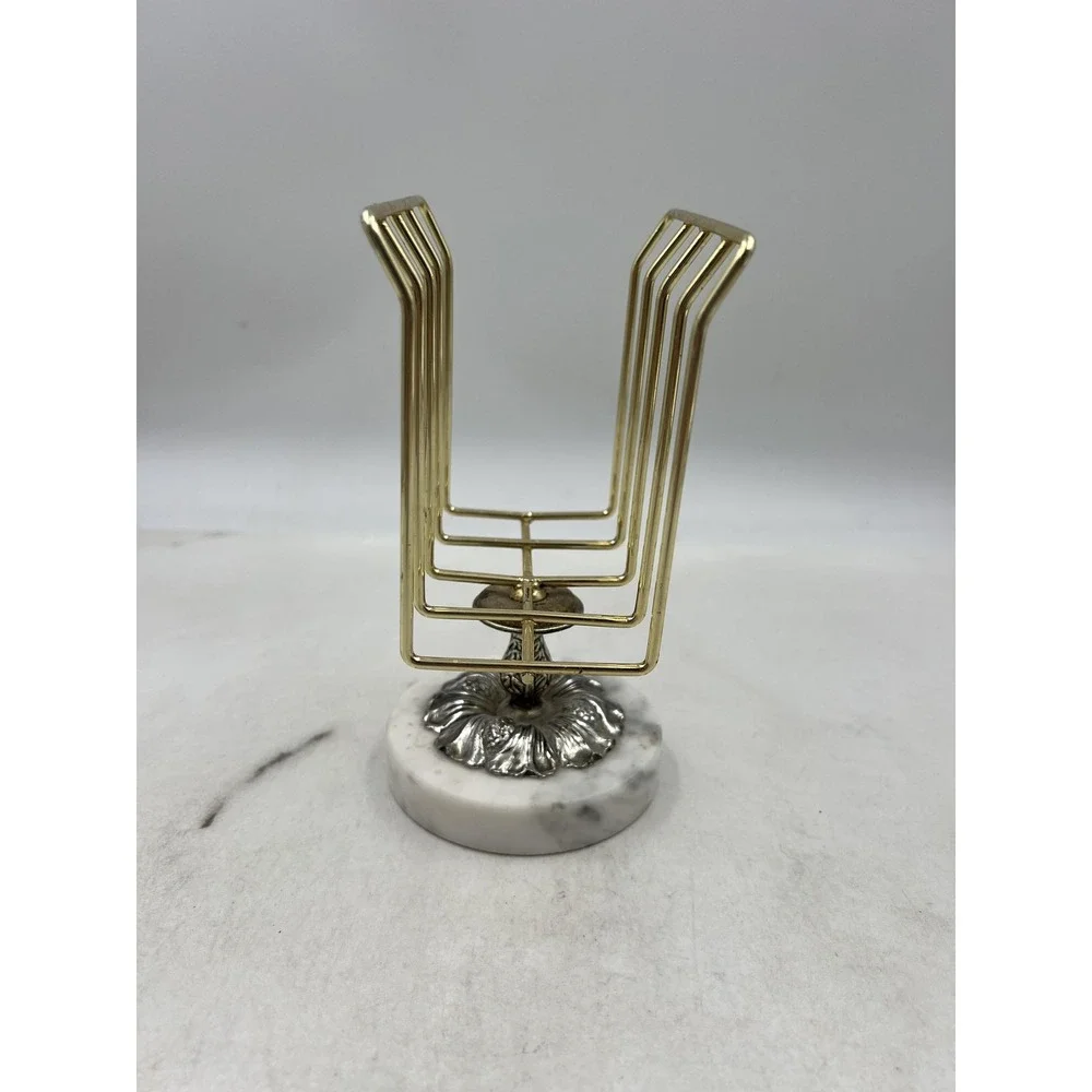 VTG Sears Towel Holder Letter Rack Bath Shop Marble Base Gold Wire Guest